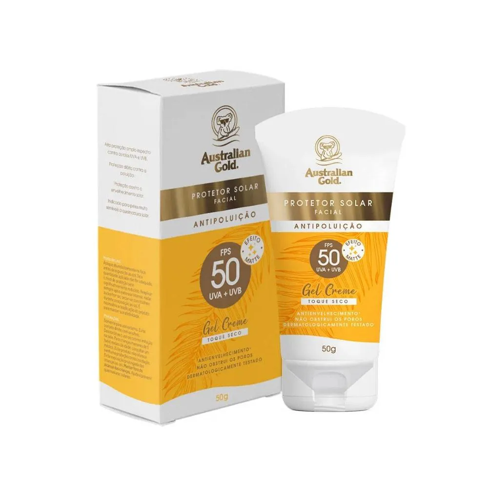 PROTETOR SOLAR FACIAL AUSTRALIAN GOLD GEL CREME FPS50 50GR