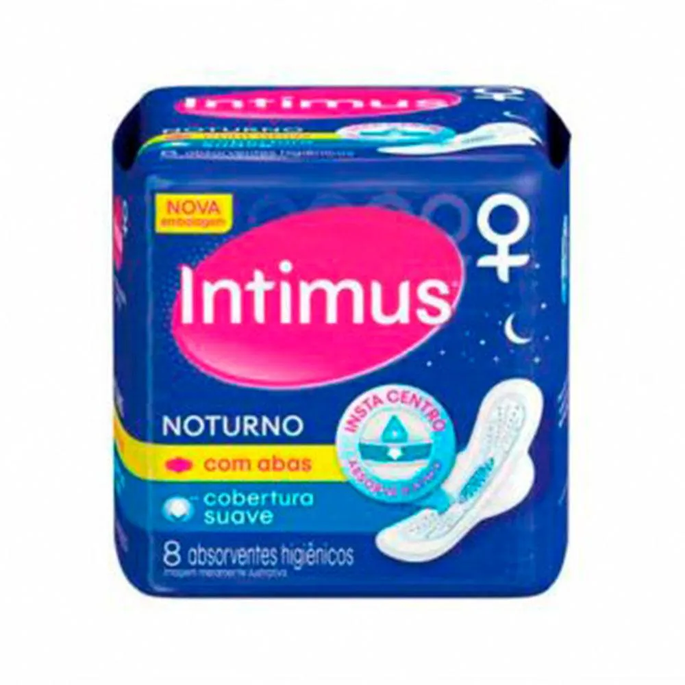 ABSORVENTE INTIMUS COM ABAS NOTURNO SUAVE C/8UN