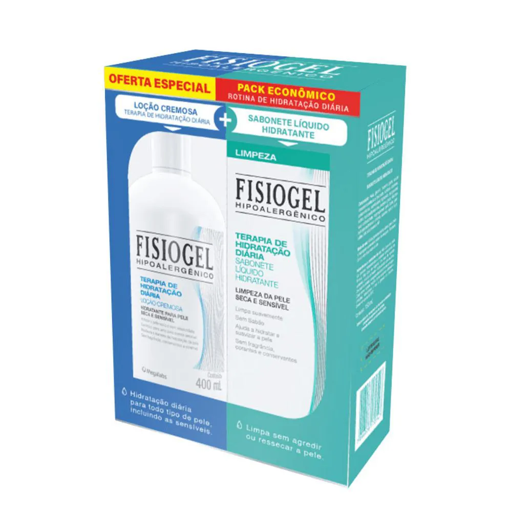 MEGALABS FISIOGEL KIT LOçãO CREMOSA 400ML+ SABONETE LíQUIDO HIDRATANTE 150ML