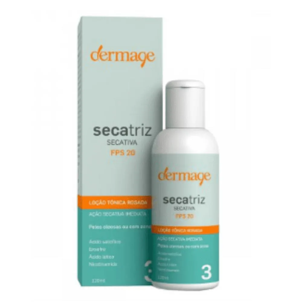 DERMAGE SECATRIZ LOçãO TôNICA ROSADA SEM COR FPS 20 120ML