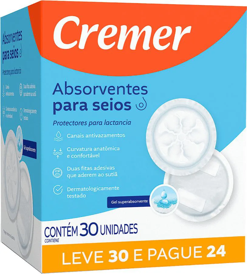 Absorvente para Seios Cremer 30 unidades