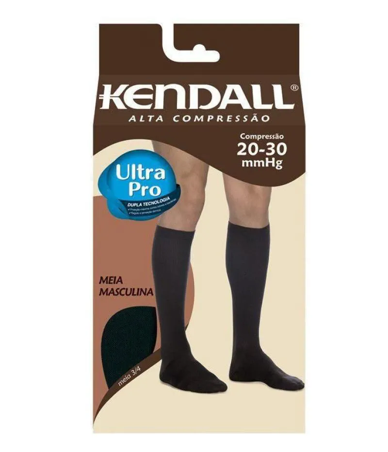 MEIA MASCULINA ALTA COMPRESSãO COM PONTEIRA 20-30MMHG KENDALL G Preto