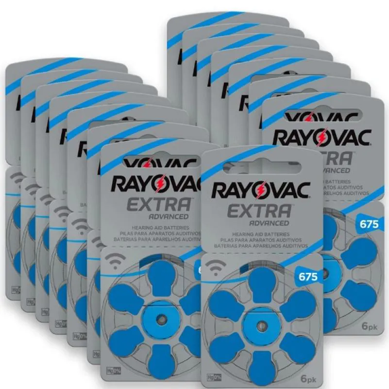 60 PILHAS BATERIAS 675 APARELHO AUDITIVO RAYOVAC