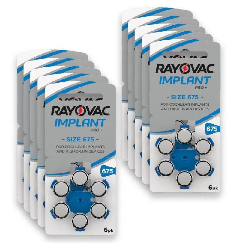 60 PILHAS BATERIAS COCHLEAR PRO 675 APARELHO AUDITIVO RAYOVAC