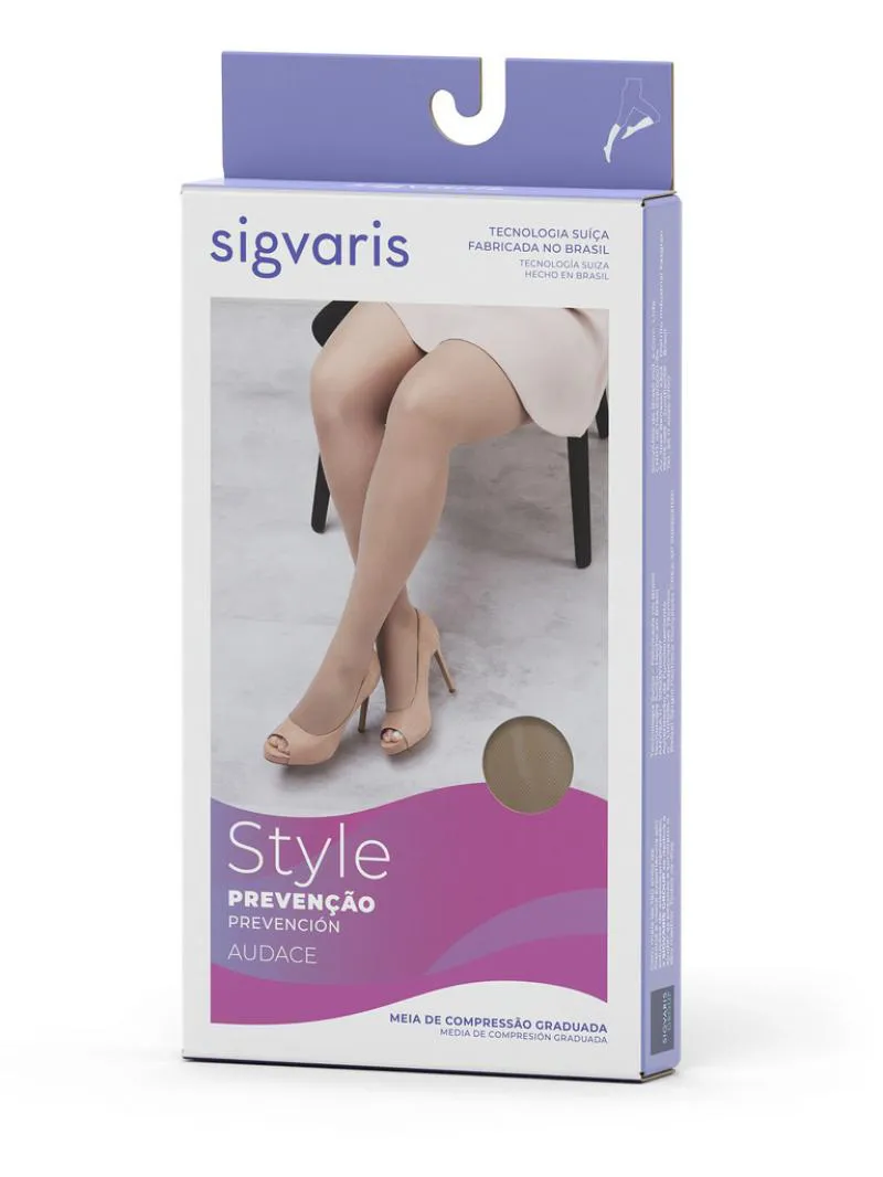 MEIA COXA NORMAL 12OB AUDACE 15-20MMHG NATURAL FECHADA SIGVARIS C Bege