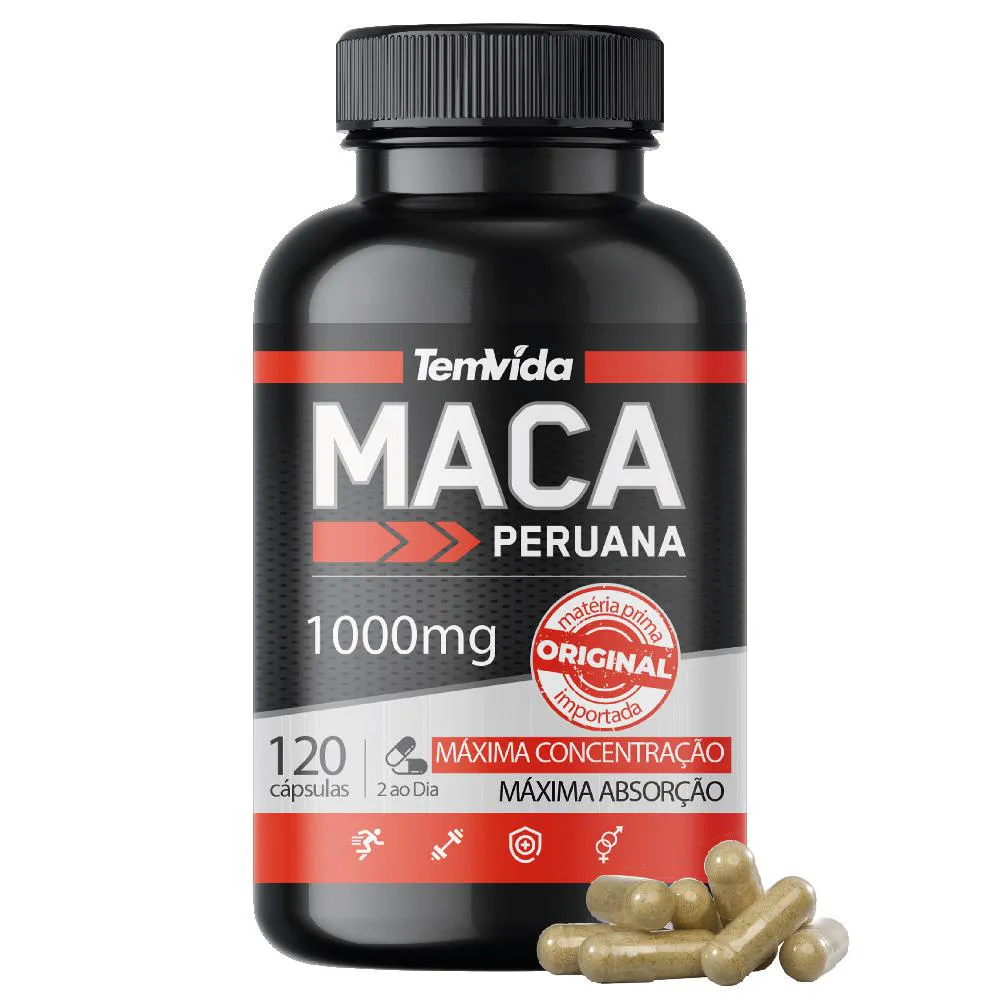 MACA PERUANA 1000MG 120 CáPSULAS TEM VIDA