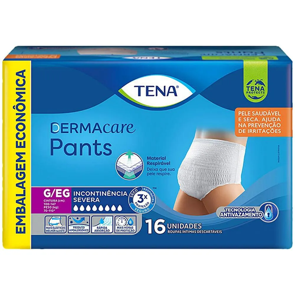 ROUPA ÍNTIMA DESCARTáVEL TENA PANTS DERMACARE G/EG - 16 UND