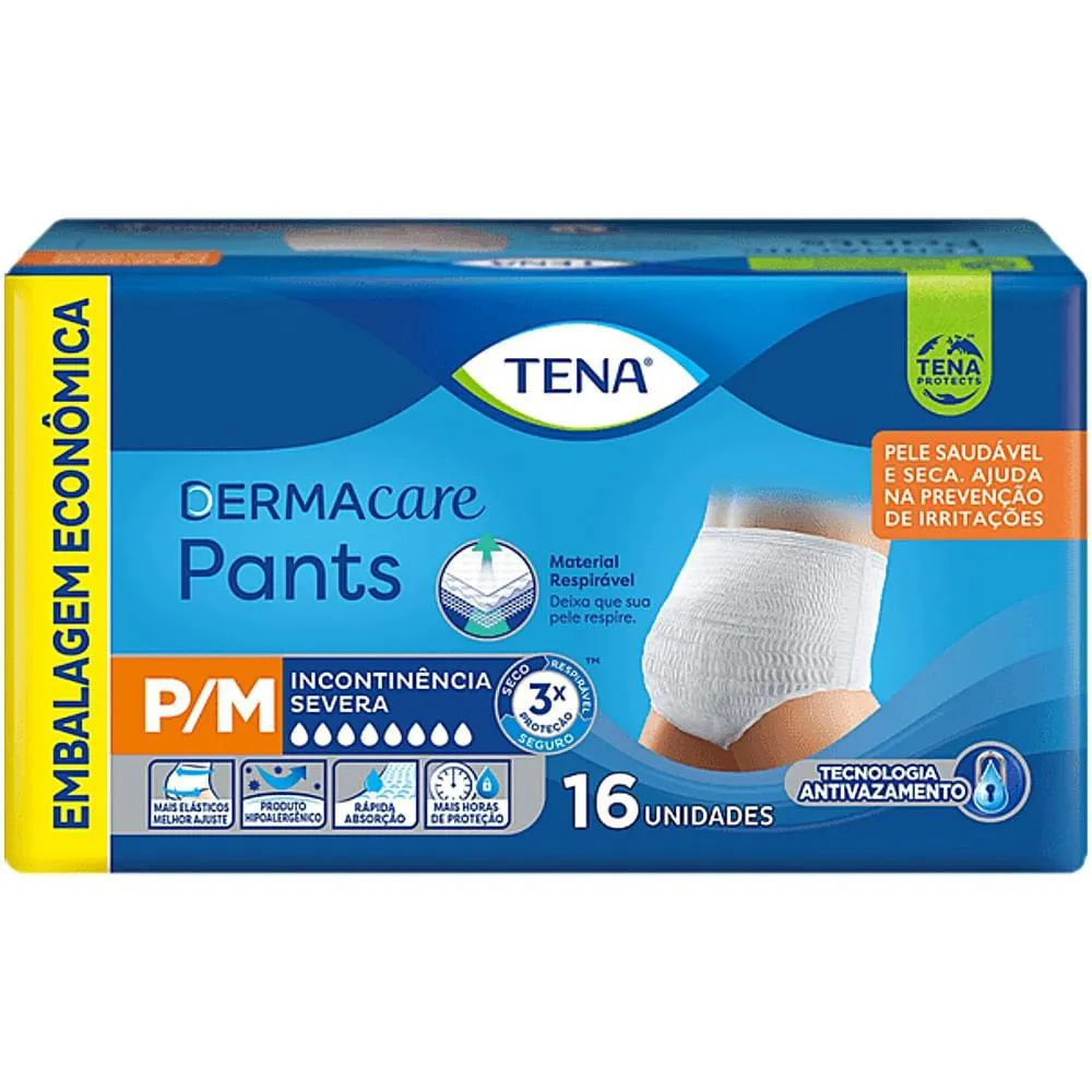 ROUPA ÍNTIMA DESCARTáVEL TENA PANTS DERMACARE P/M - 16 UNIDADES