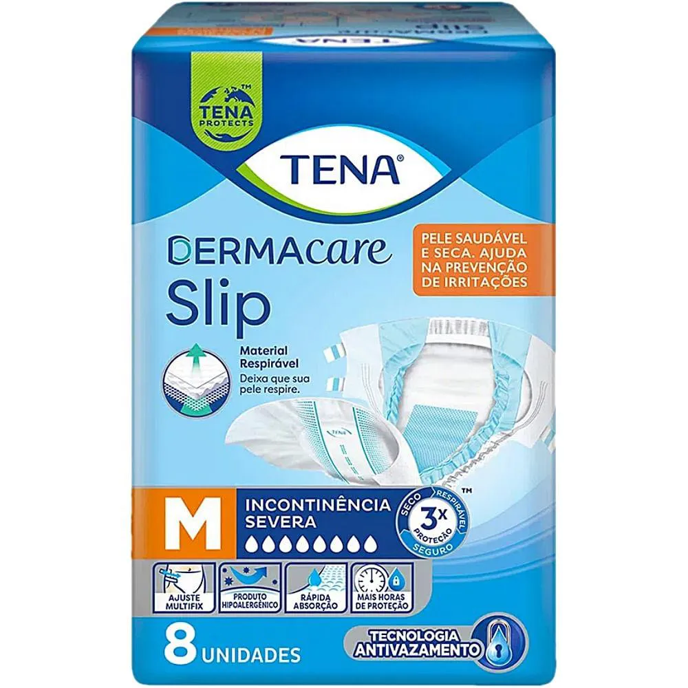 Fralda Geriátrica Unissex Tena Dermacare Slip M Absorção Intensa 8 unidades