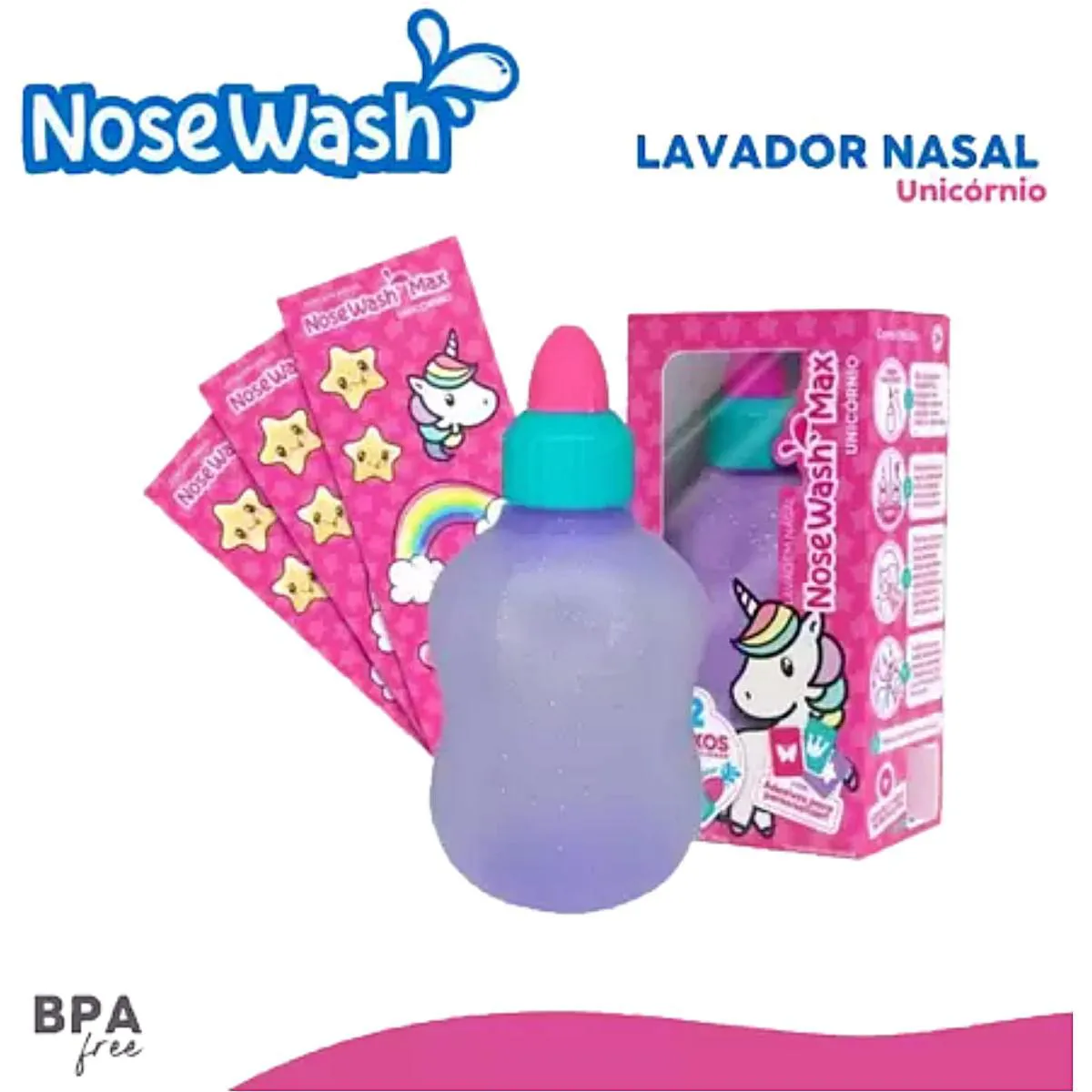 DISPOSITIVO PARA LAVAGEM NASAL NOSEWASH MAX - UNICóRNIO - 240ML DISPOSITIVO PARA LAVAGEM NASAL NOSEWASH MAX 240ML UNICóRNIO