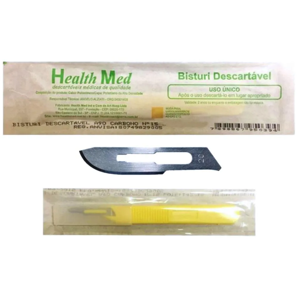 BISTURI DESCARTáVEL HEALTH MED - N°20 - UNIDADE