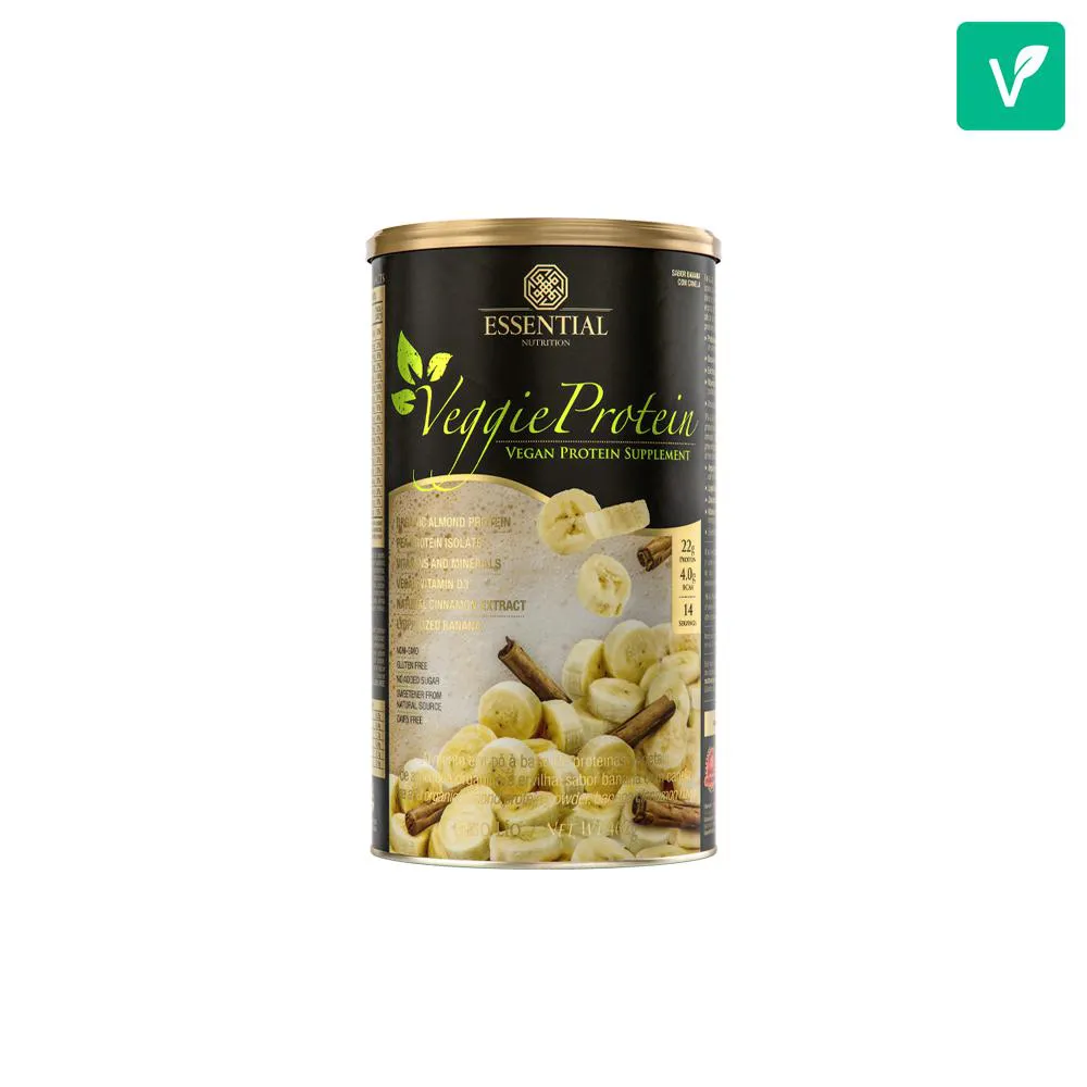 Proteína Vegetal em Pó Essential Nutrition Veggie Protein Banana com Canela 462g