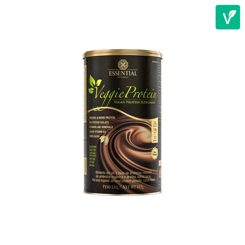 Proteína Vegetal em Pó Essential Nutrition Veggie Protein Cacau 455g