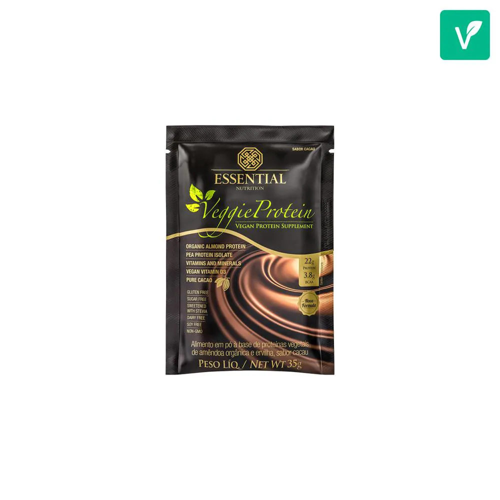 Proteína Vegetal em Pó Essential Nutrition Veggie Protein Cacau Sachê 35g