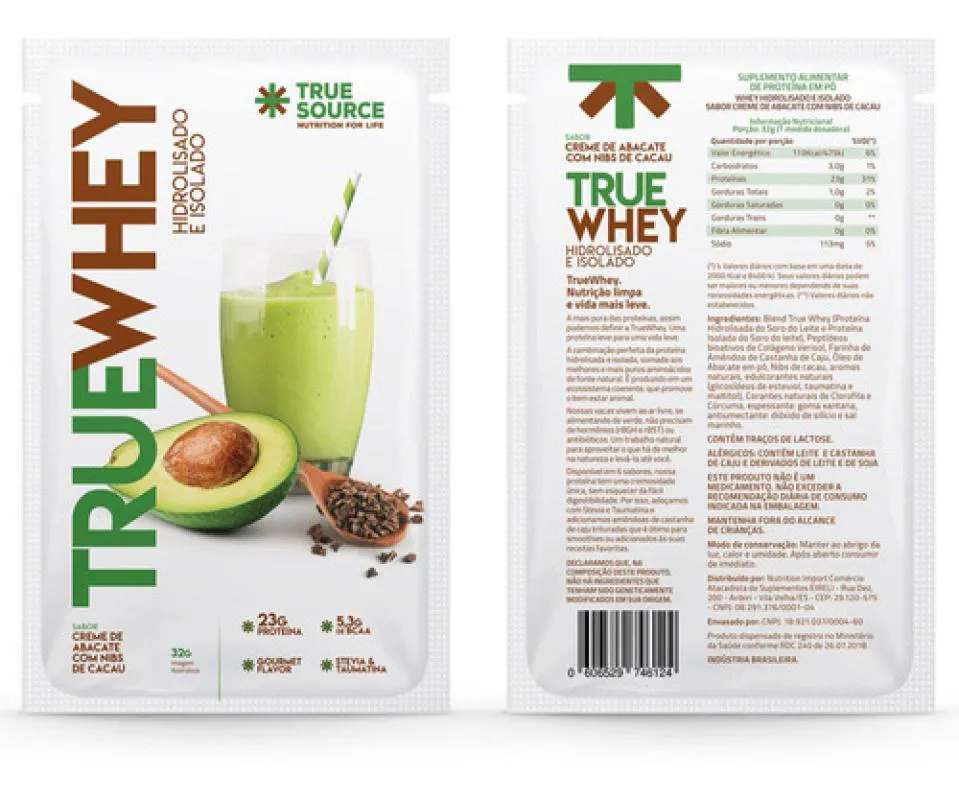 TRUE WHEY PROTEIN ABACATE COM NIBS DE CACAU 32G TRUE SOURCE