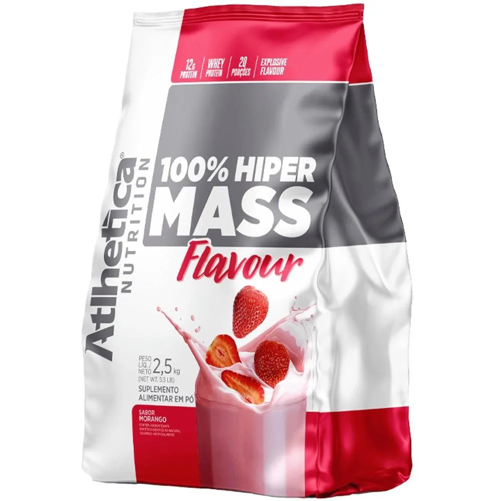 Suplemento 100% Hiper Mass Atlhetica Nutrition Morango 2,5kg