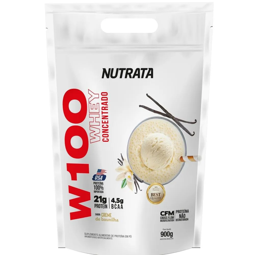 WHEY CONCENTRADO W100 (SC) 900G - NUTRATA Baunilha