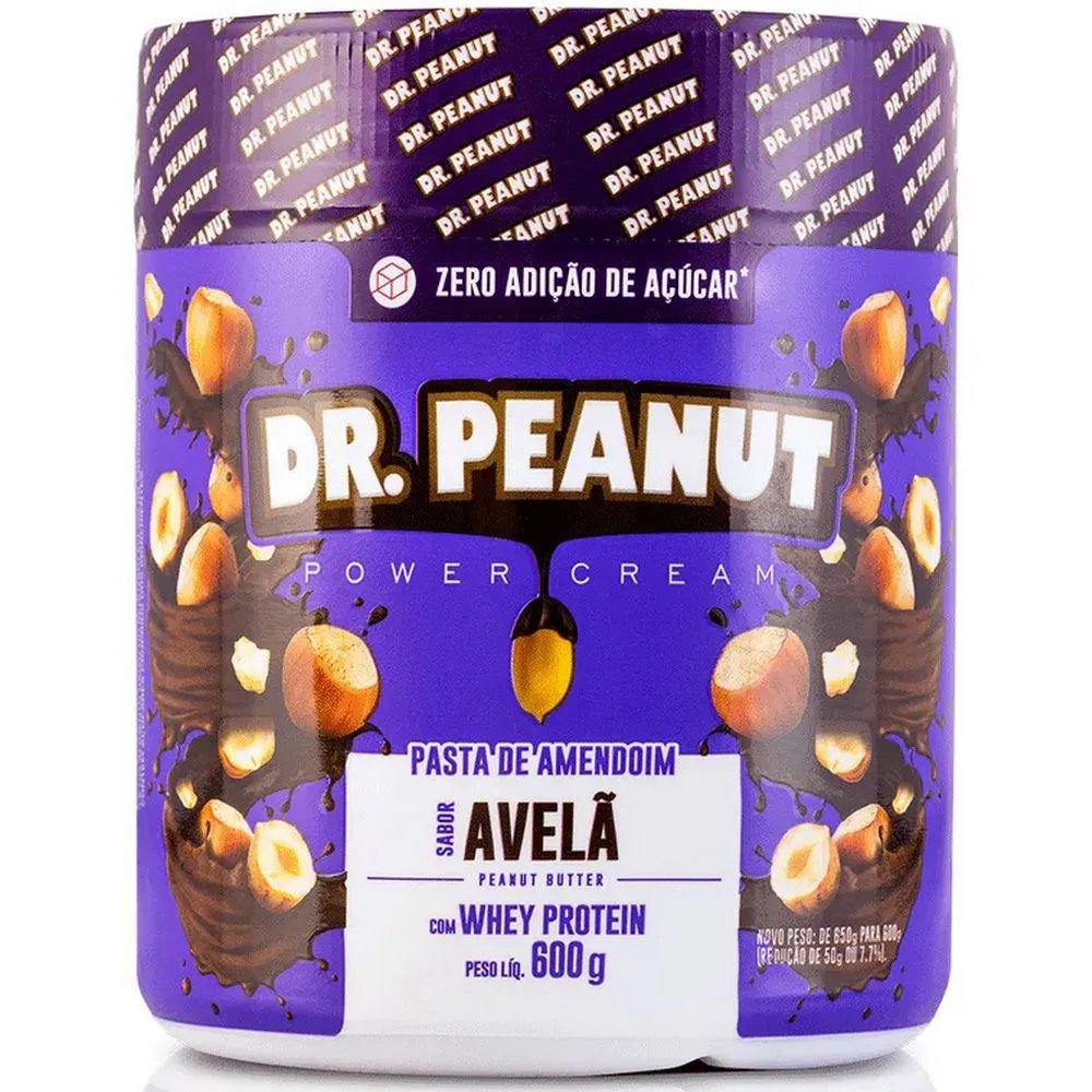 PASTA DE AMENDOIM COM WHEY PROTEIN - (600G) - DR PEANUT - ORIGINAL Avelã