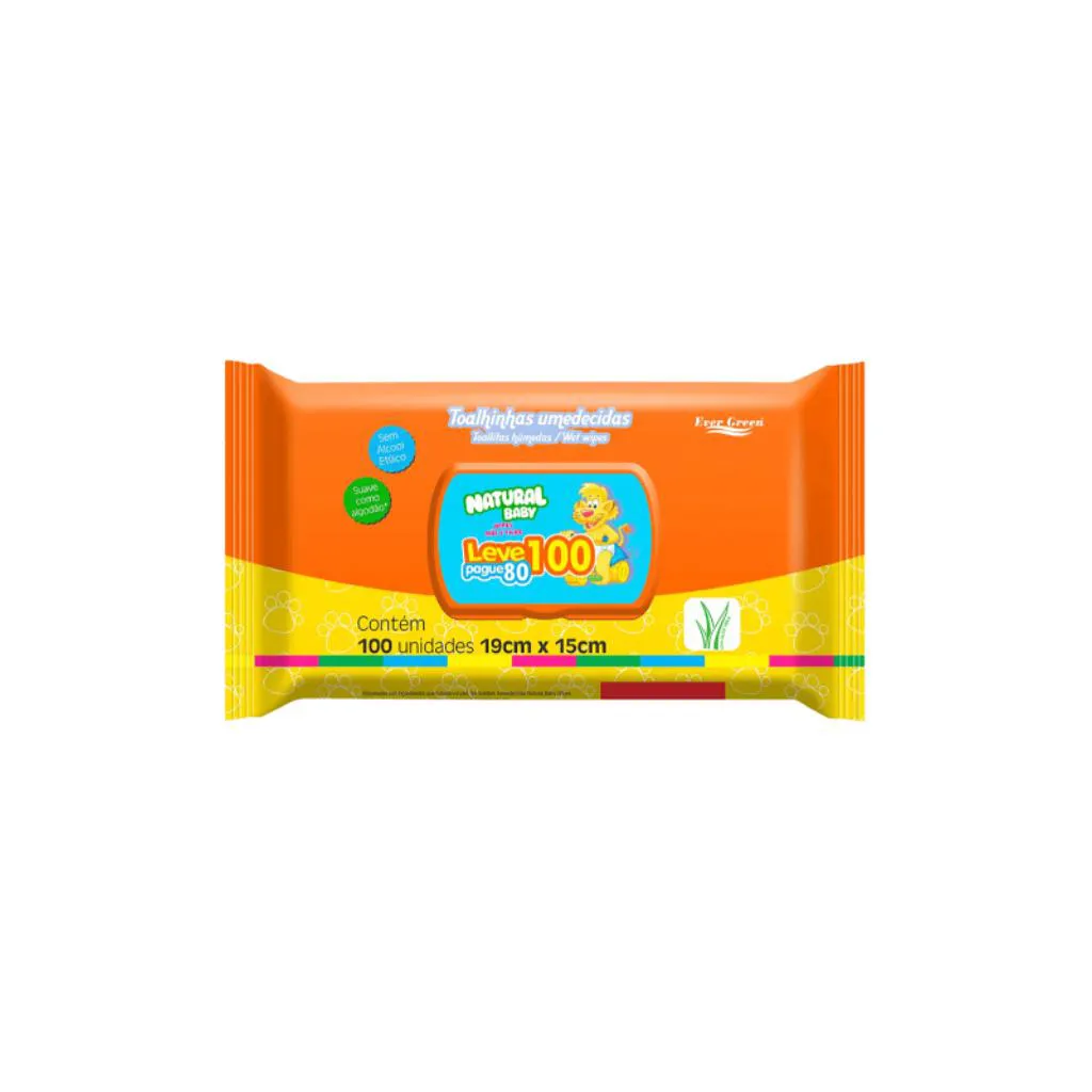 Lenço Umedecido Ever Green Natural Baby Aloe Vera 100 Unidades