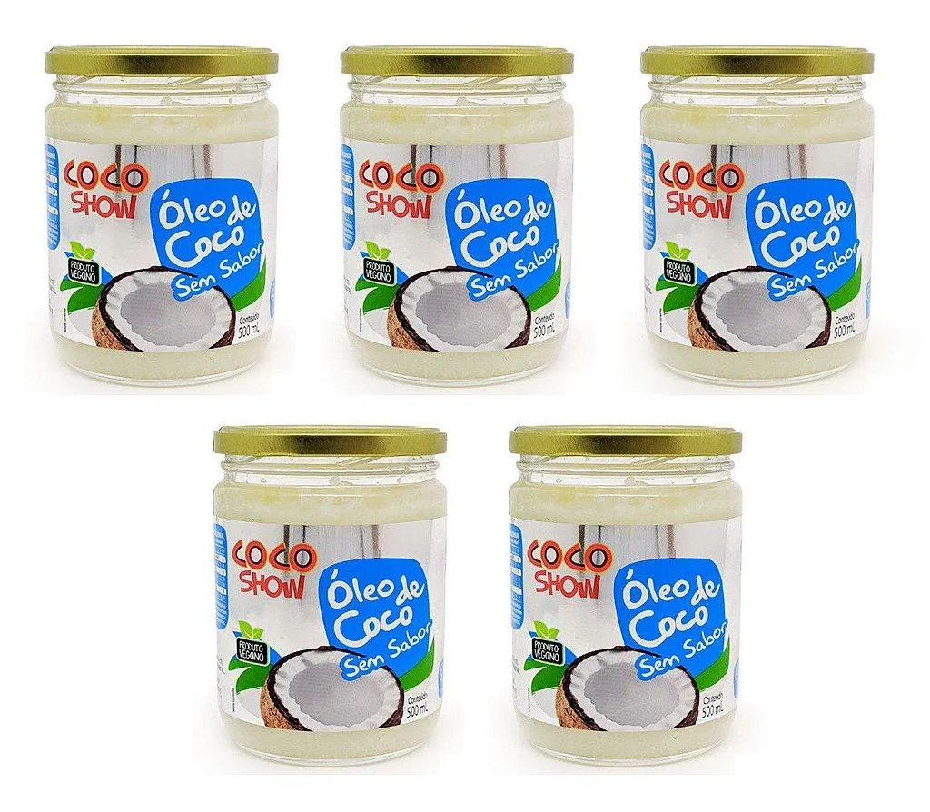 KIT 5UNI ÓLEO DE COCO SEM SABOR COCO SHOW 500ML - COPRA