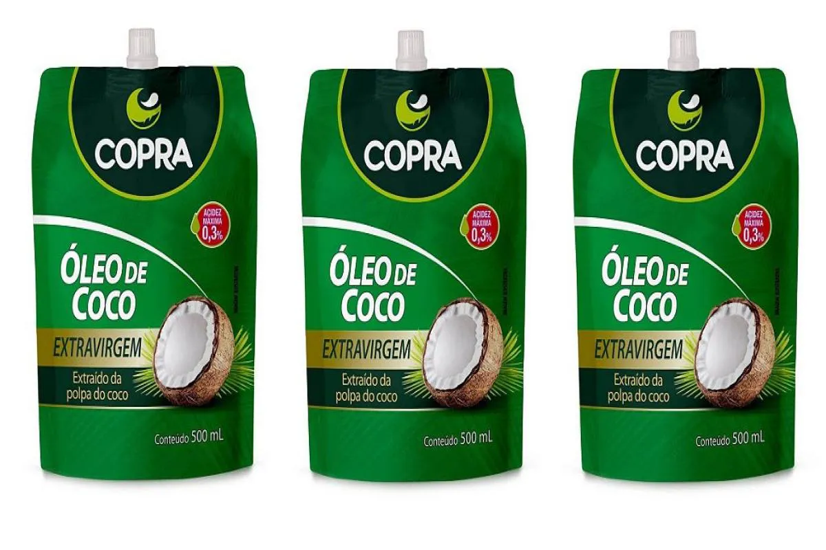 KIT 3UNI ÓLEO DE COCO EXTRAVIRGEM 500ML POUCH - COPRA
