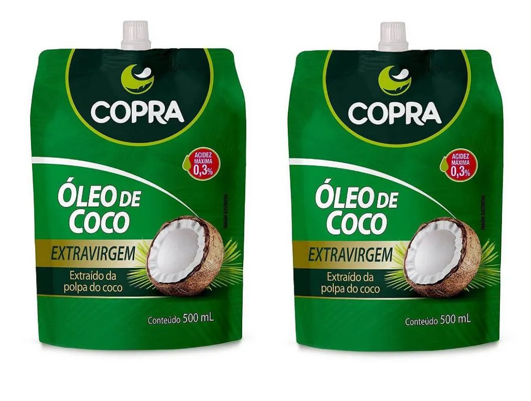 KIT 2UNI ÓLEO DE COCO EXTRAVIRGEM 500ML POUCH - COPRA