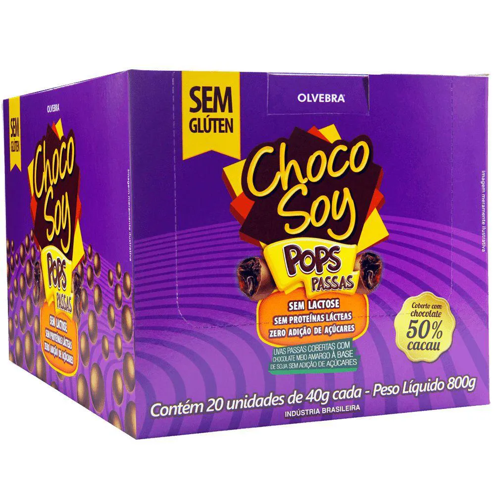 20UNI POPS PASSAS 40GR - CHOCOSOY