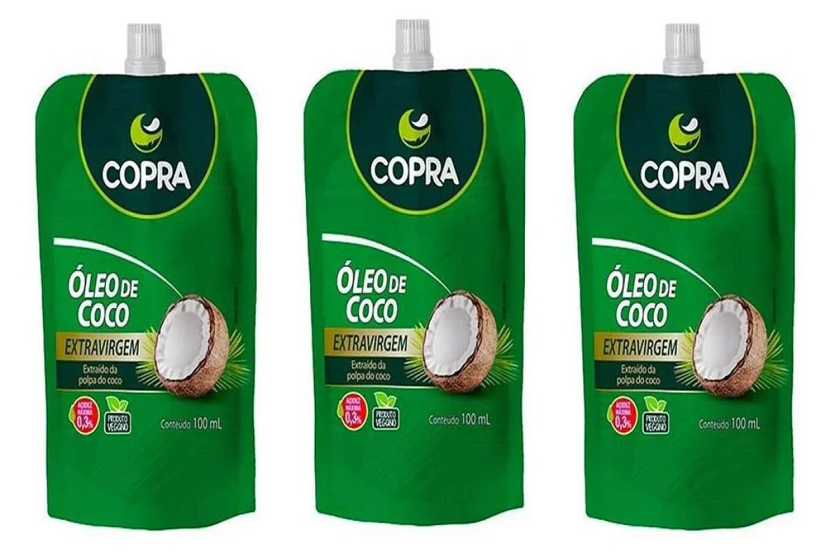 KIT 3UNI ÓLEO DE COCO EXTRAVIRGEM 100ML POUCH - COPRA
