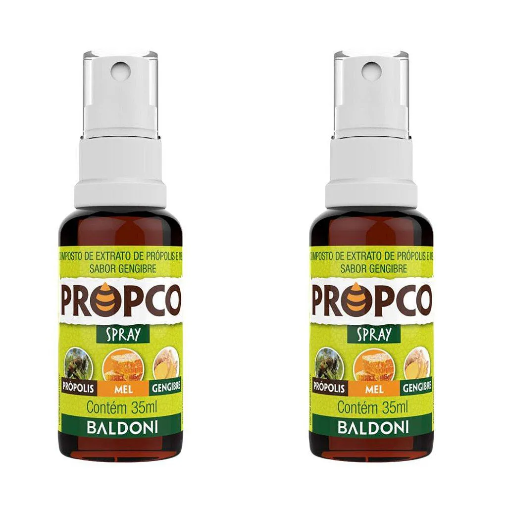 KIT 2UNI PROPCO SPRAY DE PRóPOLIS, MEL E GENGIBRE (35ML) - BALDONI