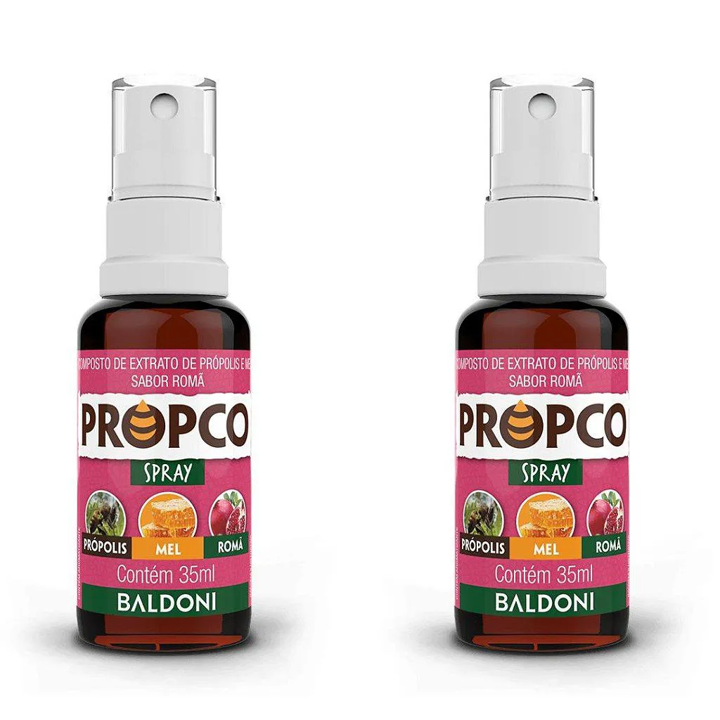 KIT 2UNI PROPCO SPRAY DE PRóPOLIS, MEL E ROMã (35ML) - BALDONI