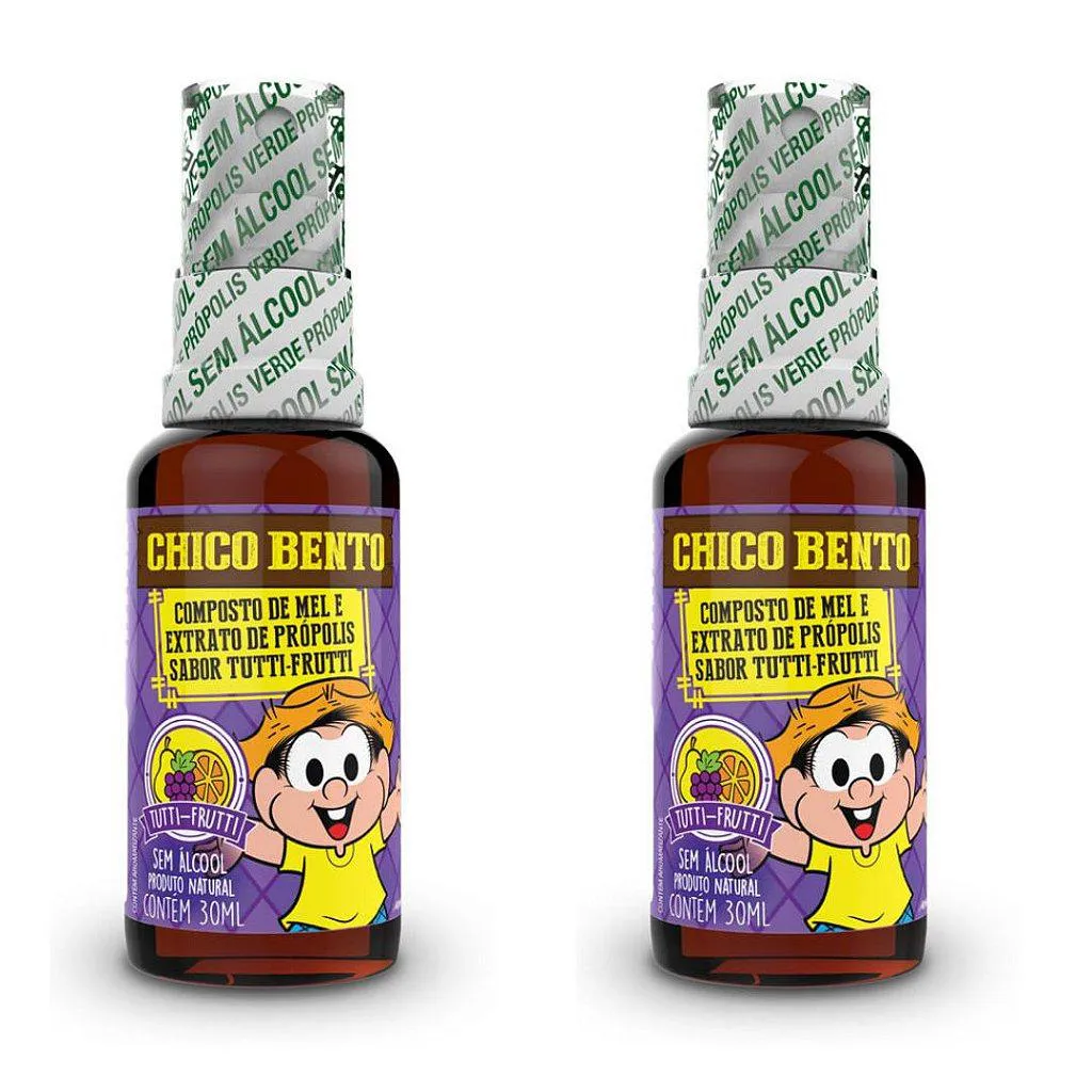 KIT 2UNI PRóPION CHICO BENTO - SPRAY COM MEL E TUTTI-FRUTTI SEM ÁLCOOL (30ML) - BALDONI