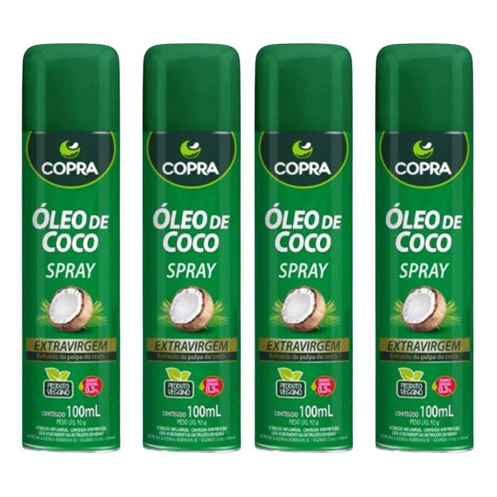 KIT 4UNI ÓLEO DE COCO EXTRA VIRGEM SPRAY 100ML - COPRA