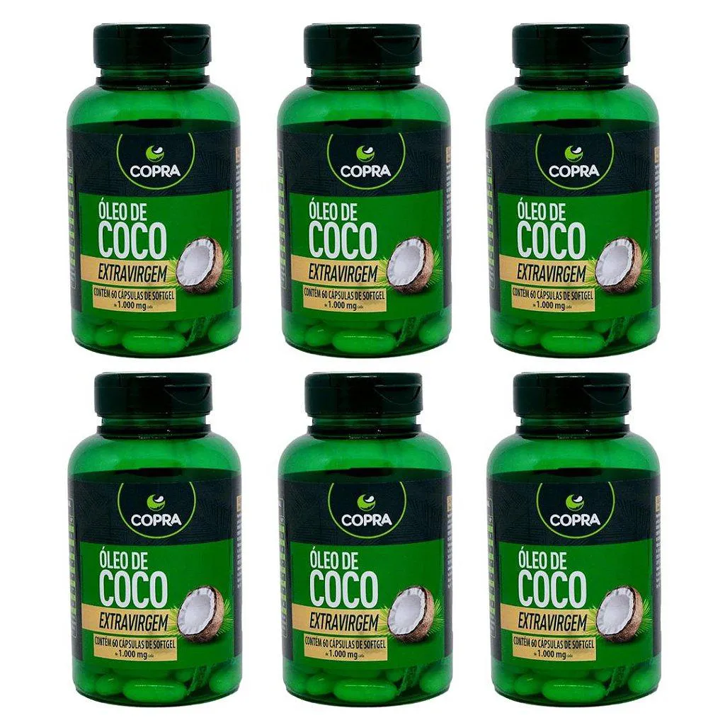 KIT 6UNI ÓLEO DE COCO EXTRA VIRGEM 60 CáPS - COPRA