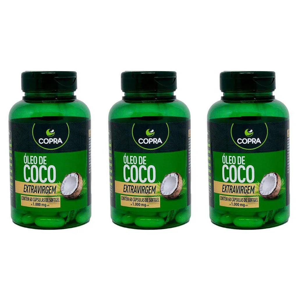 KIT 3UNI ÓLEO DE COCO EXTRA VIRGEM 60 CáPS - COPRA