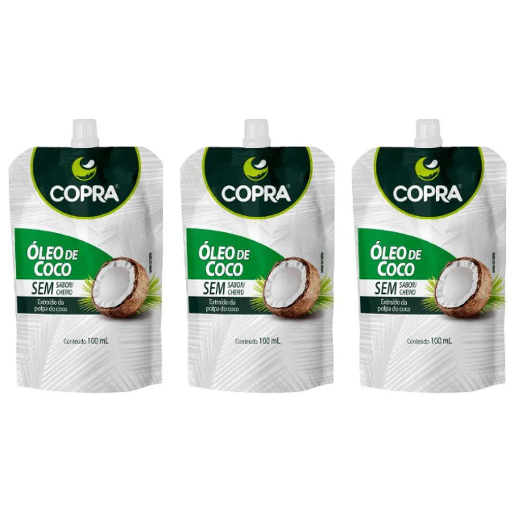 KIT 3UNI ÓLEO DE COCO (SEM SABOR) 100ML POUCH - COPRA