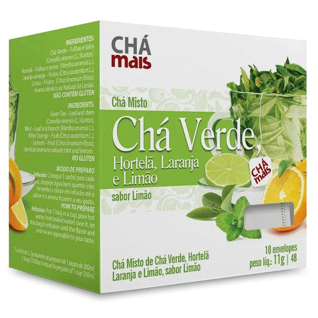 CLINICMAIS CHá VERDE, HORTELA, LARANJA E LIMãO 10 SACHêS 11G - CHá MAIS