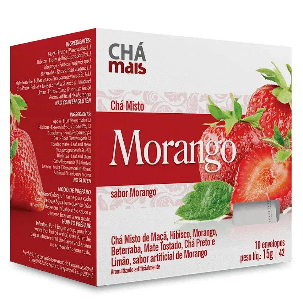 CLINICMAIS CHá MORANGO 10 SACHêS 15G - CHá MAIS