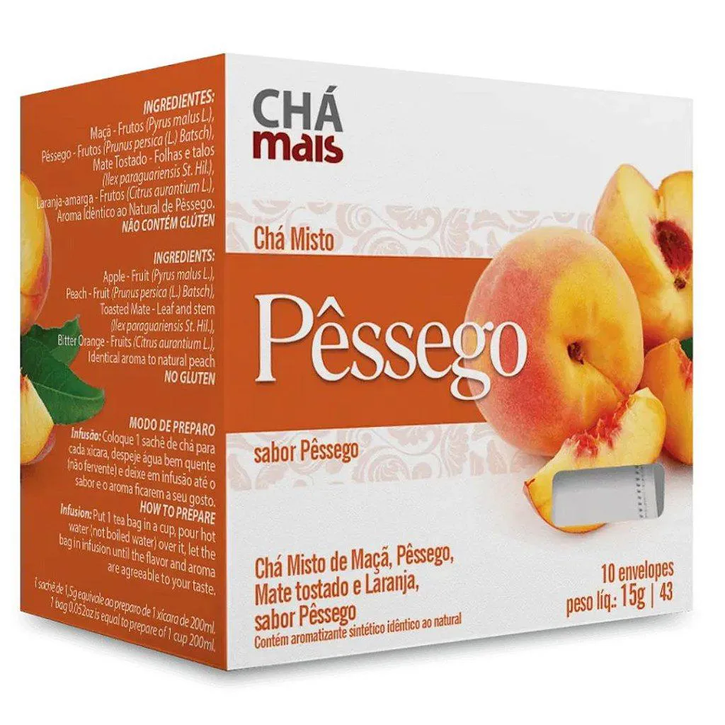 CLINICMAIS CHá MAçã, PêSSEGO, LARANJA, MATE TOSTADO 10 SACHêS - CHá MAIS