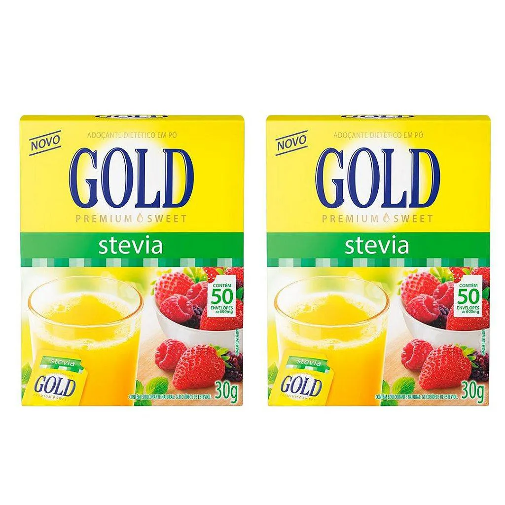 KIT 2UNI GOLD ADOçANTE STEVIA EM Pó 50X6MG - GOLD