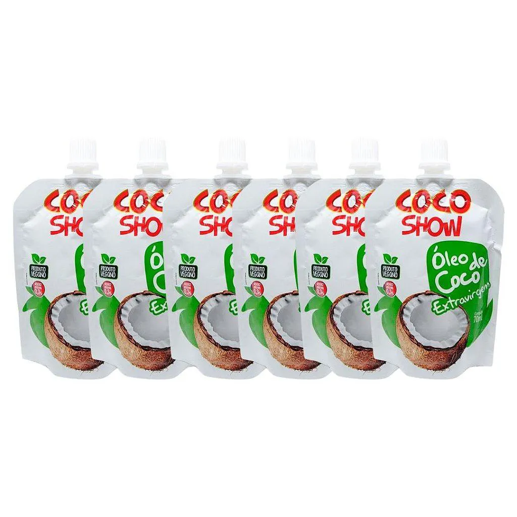 KIT 6UNI ÓLEO DE COCO EXTRA VIRGEM POUCH COCO SHOW 70ML - COPRA