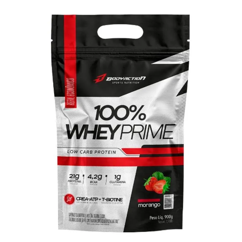 100% WHEY PRIME REFIL 900G (MORANGO)