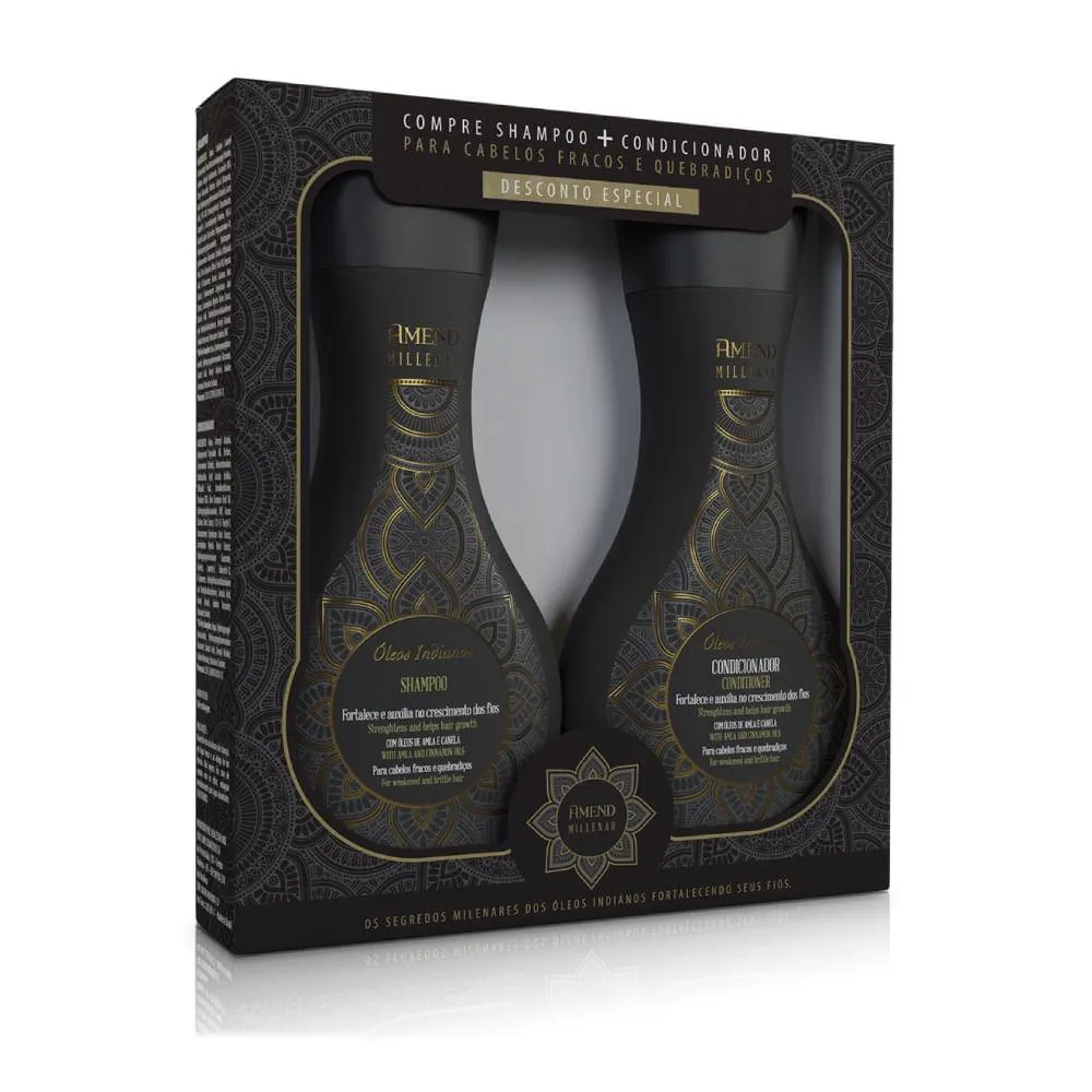KIT SHAMPOO E CONDICIONADOR AMEND MILLENAR ÓLEOS INDIANOS PEQUENO
