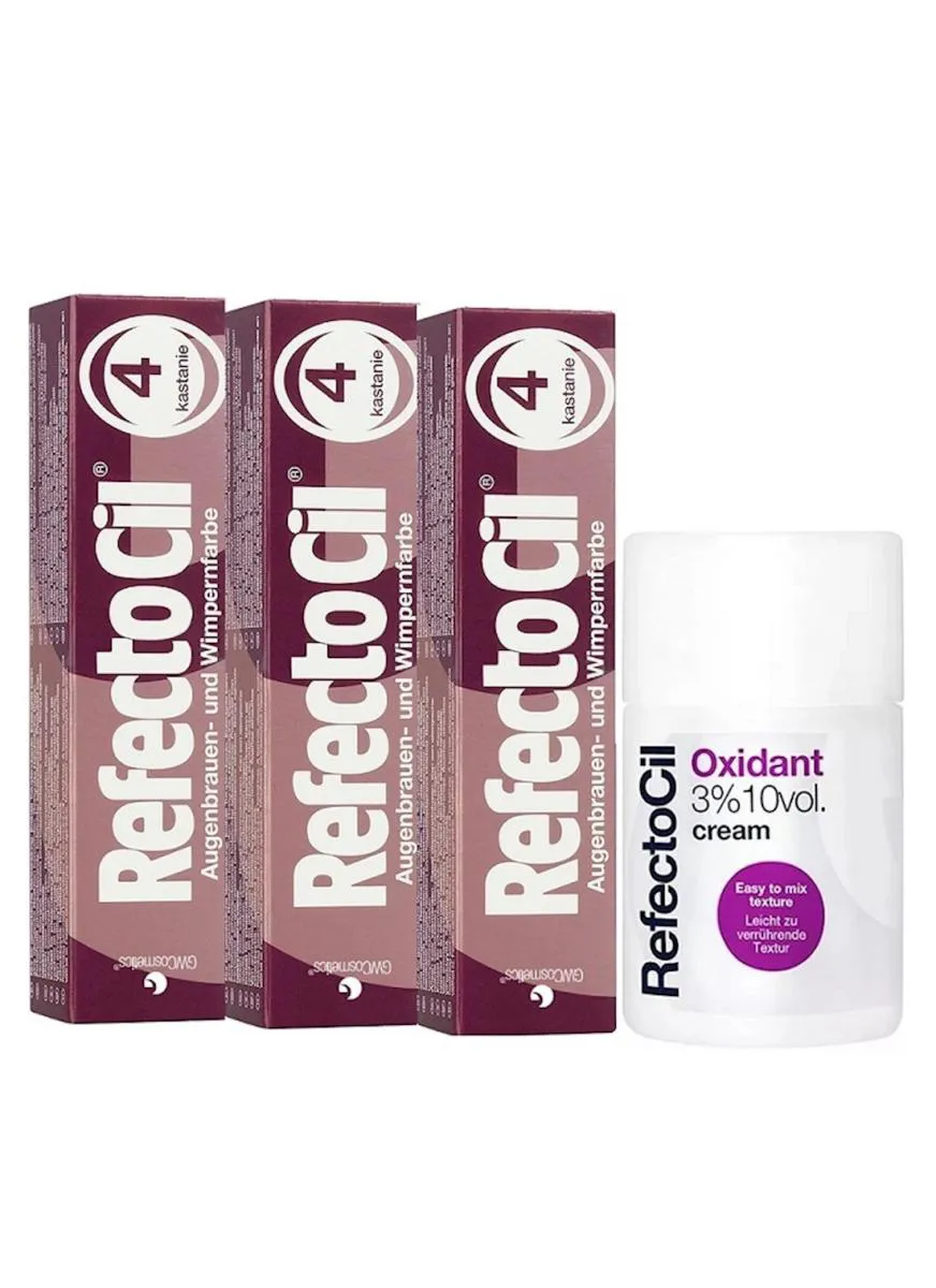 KIT REFECTOCIL 3 TINTA + 1 OXIDANTE CREME N° 4 ACAJU