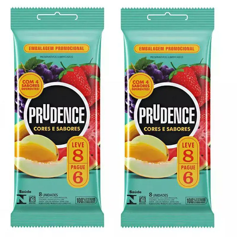 Preservativo Lubrificado Cor Sabor Mix Sabores 16Uni - Prudence