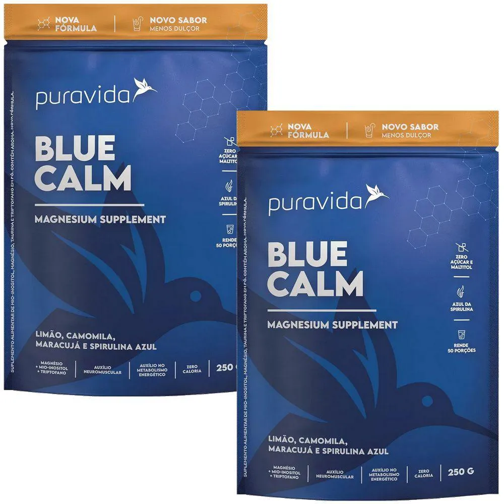 KIT 2X BLUE CALM - MAGNéSIO + INOSITOL + TRIPTOFANO + TAURINA - (250G CADA) - PURA VIDA