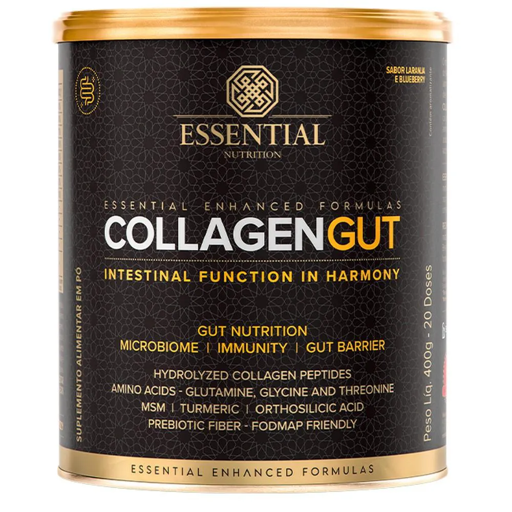 Colágeno Collagen Gut Essential Nutrition Laranja e Blueberry 400g