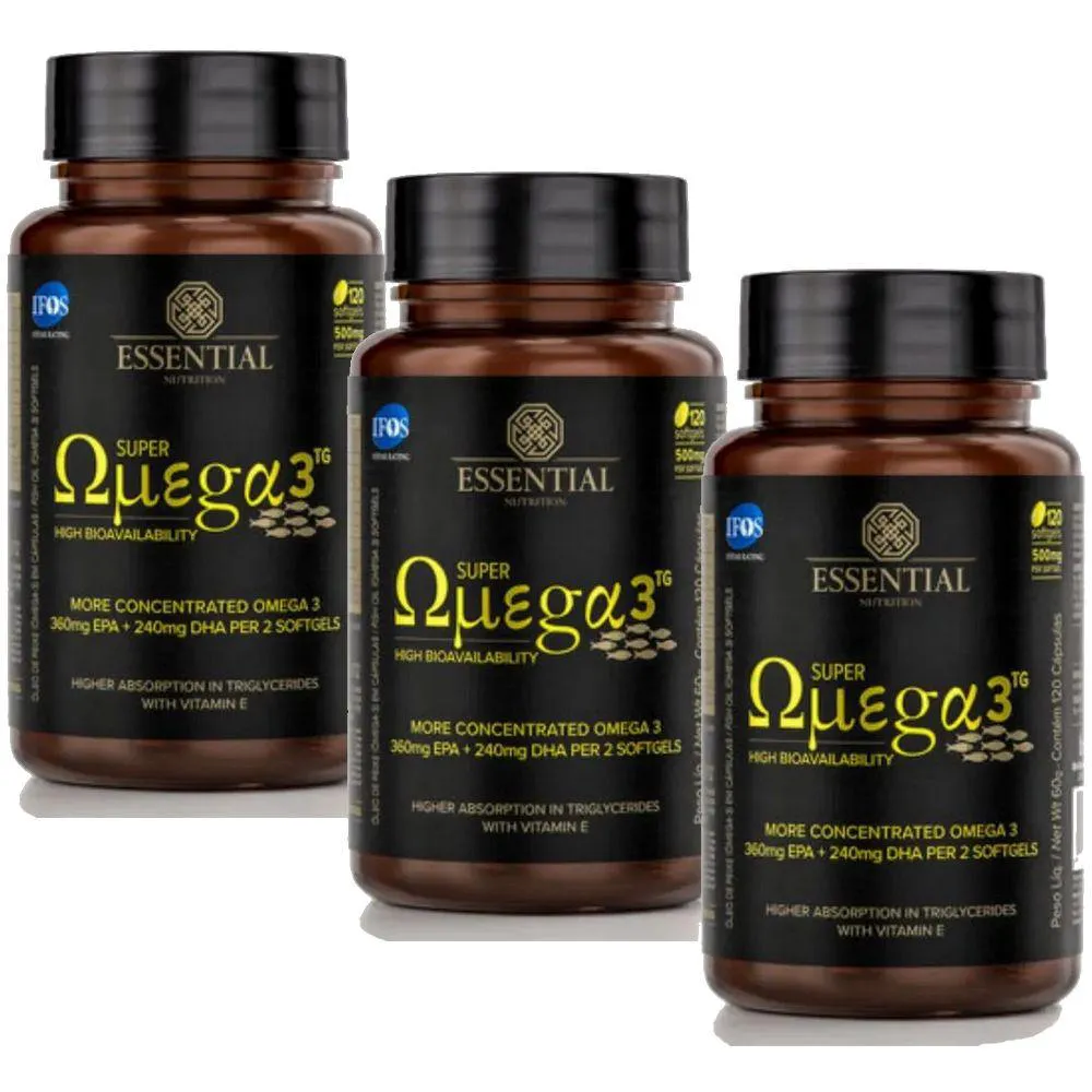 Omega Essential KIT 3X SUPER OMEGA 3 TG 500MG - ( 120 CAPS CADA) - ESSENTIAL NUTRITION ...