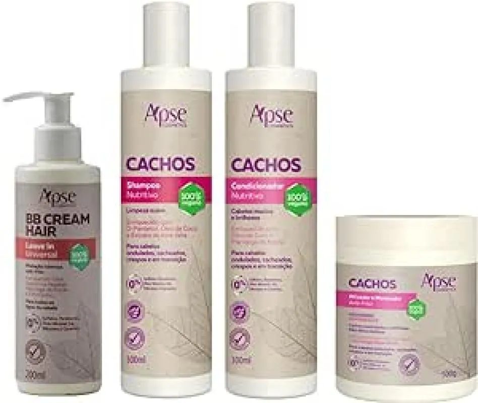 APSE CACHOS SHAMPOO E CONDICIONADOR E ATIVADOR + BB CREAM