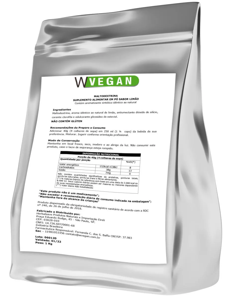 Maltodextrina WVegan Limão 1kg