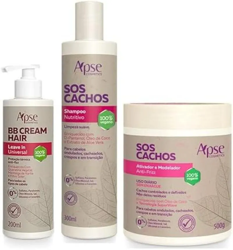 APSE CACHOS SHAMPOO E ATIVADOR + BB CREAM